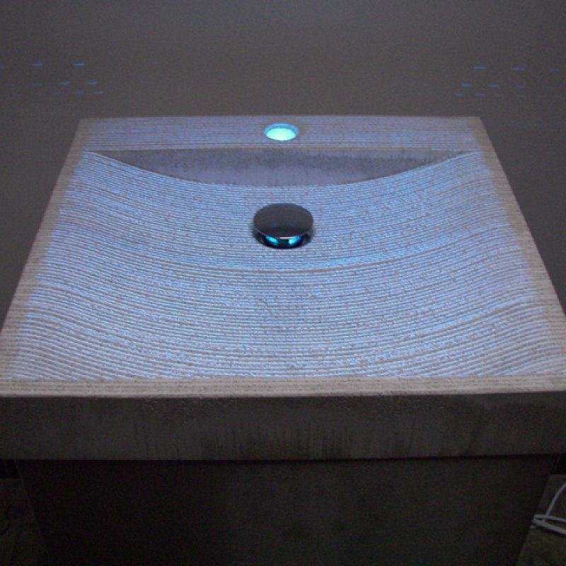 LED Wash basins made of translucent concrete