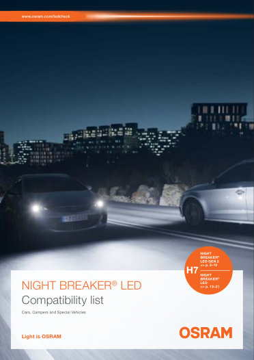 LED statt H7: Osram Night Breaker für weitere Automodelle zugelassen