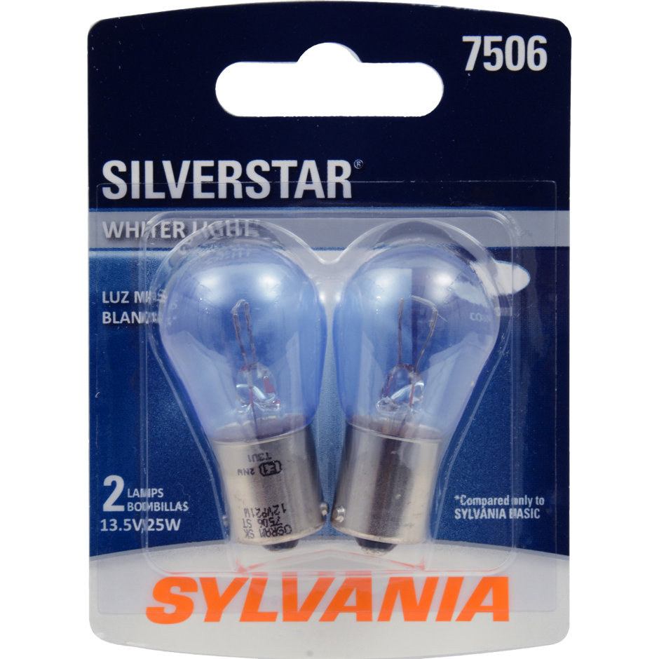Bulb 7506 Long Life Miniature DRL Ideal for Daytime Running Lights and Back-Up/Reverse Lights SYLVANIA Contains 2 Bulbs 