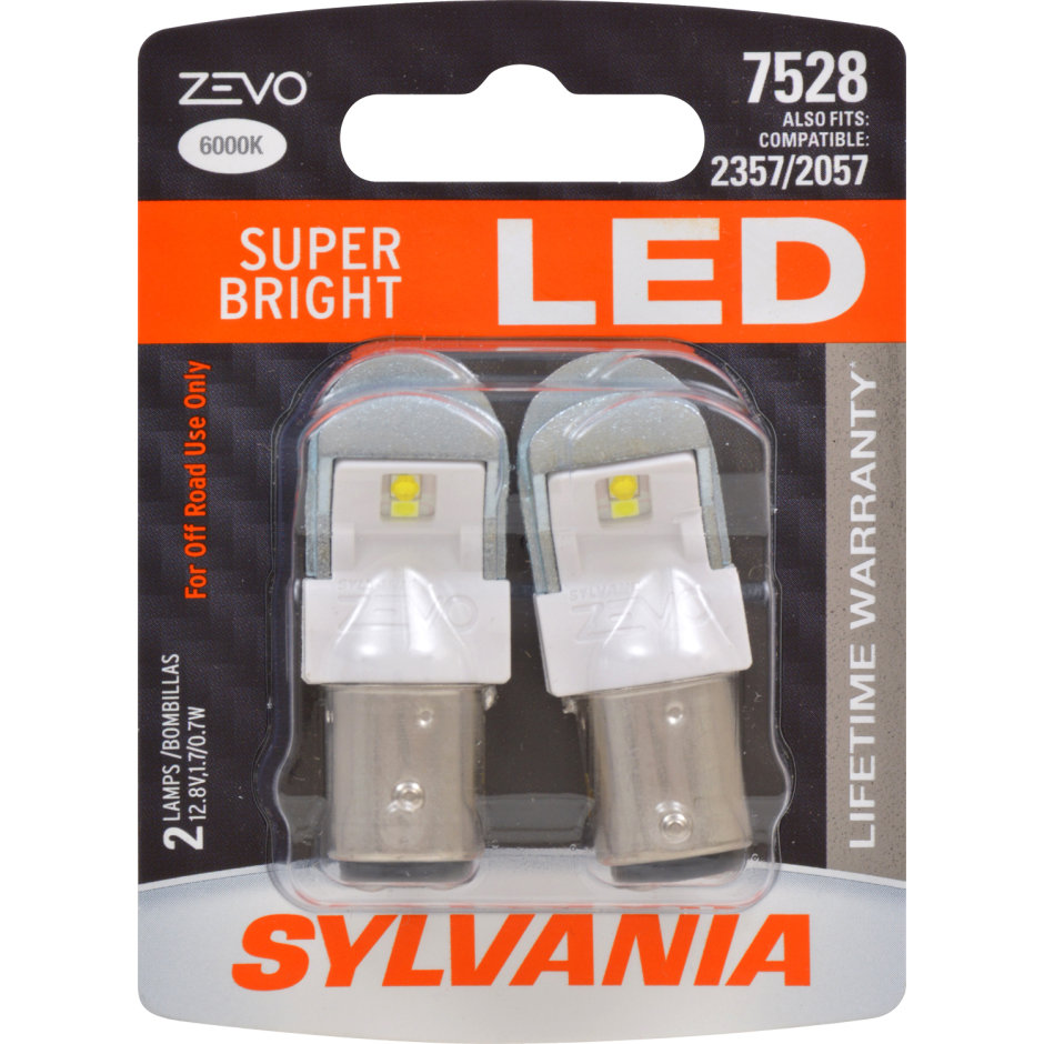 7528 Long Life Miniature Bulb Contains 2 Bulbs SYLVANIA DRL and Back-Up/Reverse Lights Ideal for Daytime Running Lights 