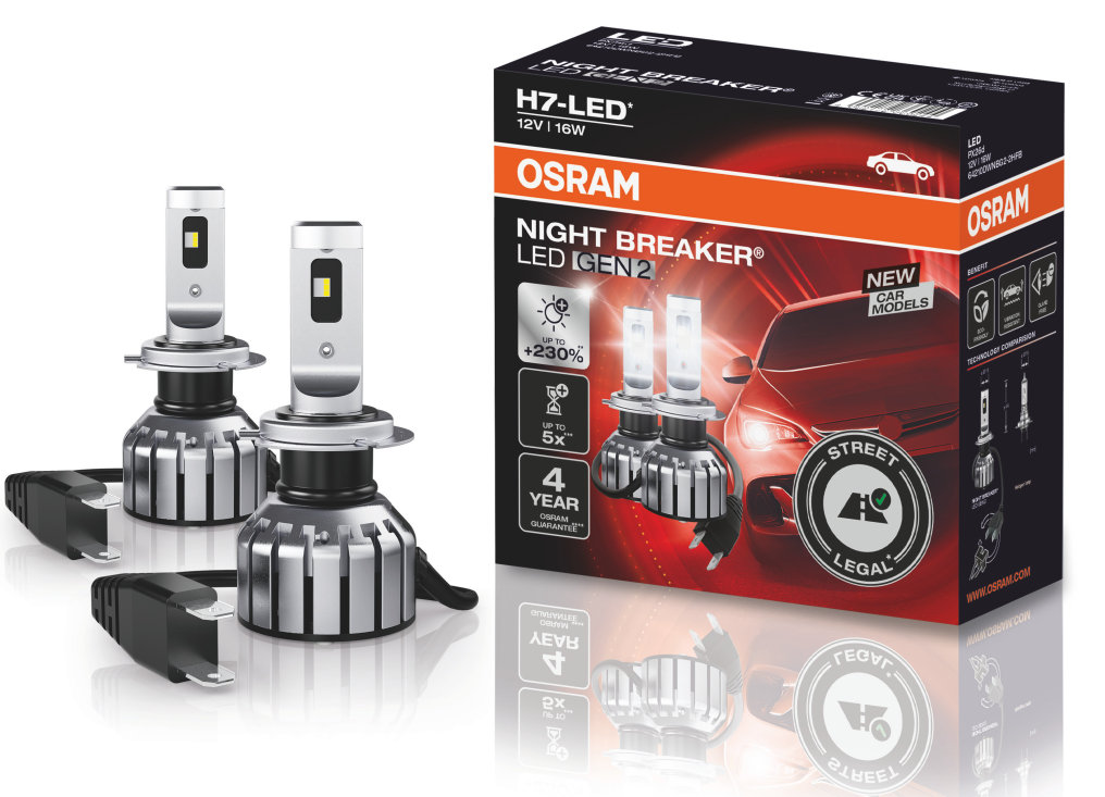 Osram H4 LED Nightbreaker + 230% STVZO Konform,Zulassung in Kreis