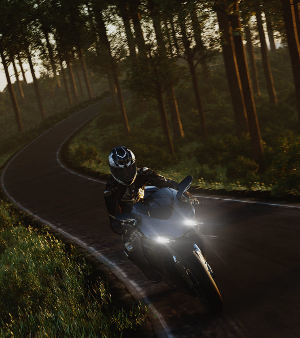 Motorcycle with stylish light